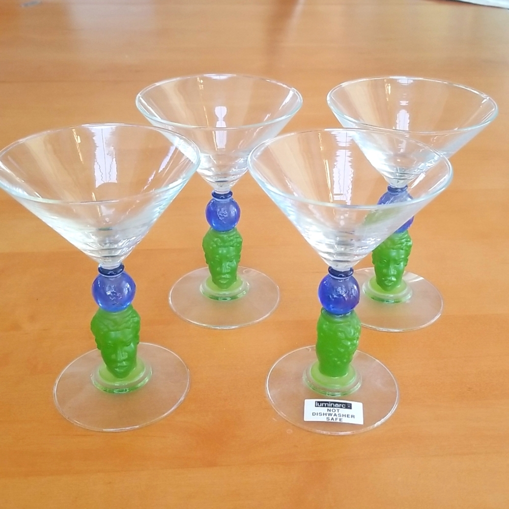 Set of 4 Richard Jolley 1996 Luminarc Martini Glasses